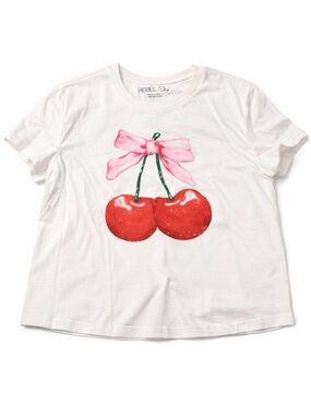 White Cherry Graphic Short Sleeve Tee
